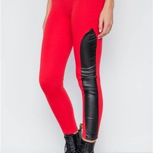 Color Story Mid-Rise Legging Faux Leather Sides